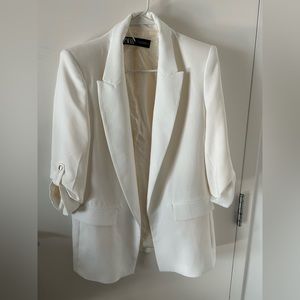 White Blazer with Rolled Up Sleeves